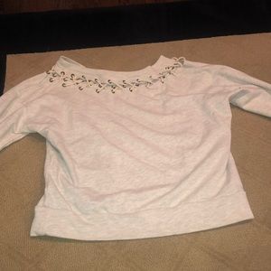 Light grey long sleeve sweater with rope